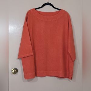 Bryn Walker linen tunic, bright coral, oversized S,  LIKE NEW